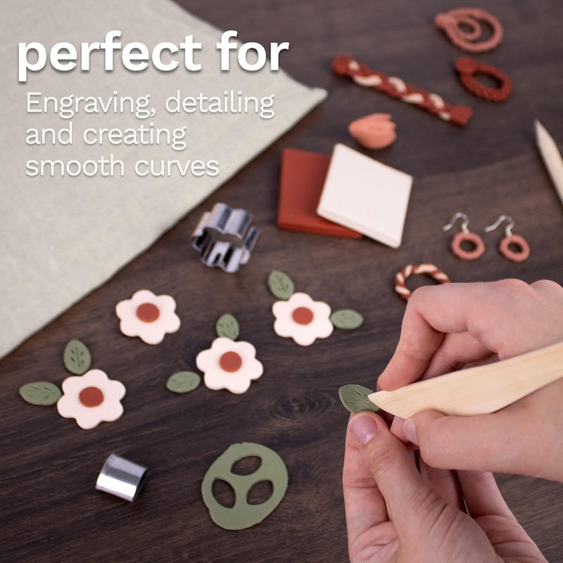 DAS Modelling Clay Tools - 7-Piece Set for Beginners and Artists - Versatile Wooden Shaping and Carving Implements for Clay Projects - Image 3